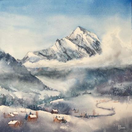 Painting Winter in the mountains by Lida Khomykova | Painting  Watercolor
