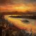 Peinture le lac flamboyant par Jung François | Tableau Figuratif Paysages Huile