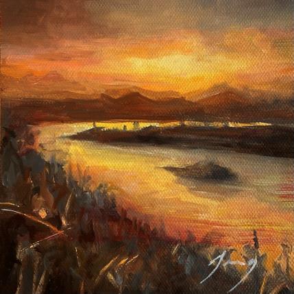Gemälde le lac flamboyant von Jung François | Gemälde Figurativ Öl Landschaften