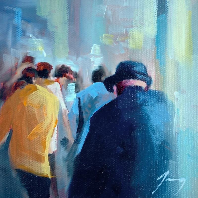 Gemälde Les passants von Jung François | Gemälde Figurativ Urban Alltagsszenen Öl