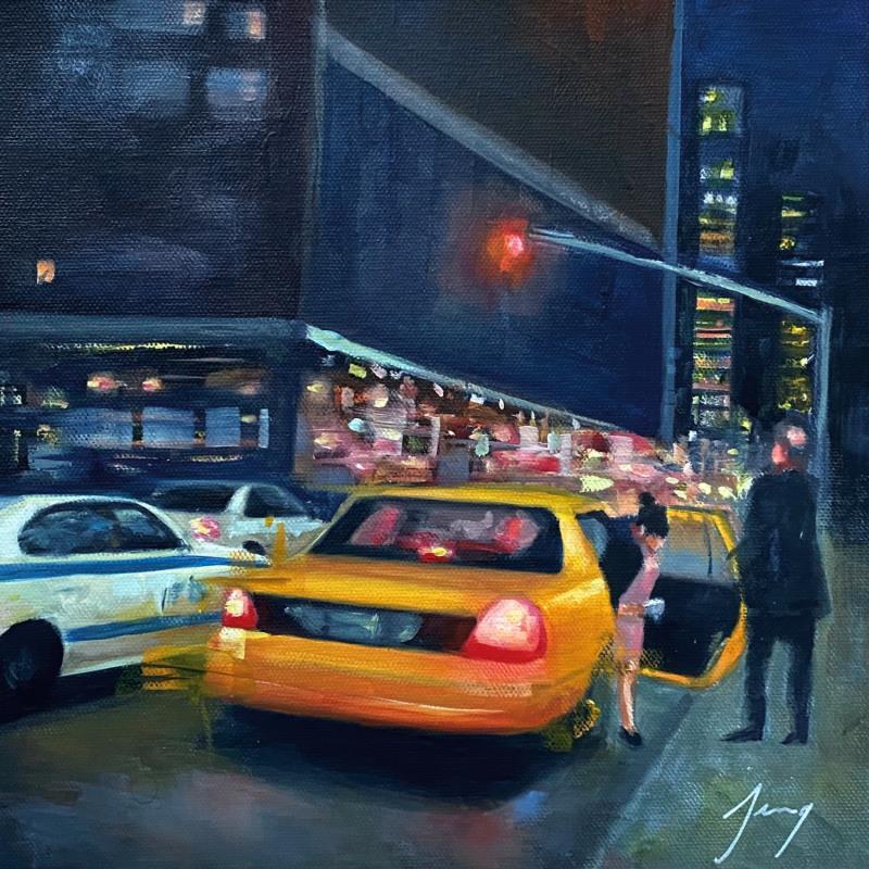 Peinture Taxi !  par Jung François | Tableau Figuratif Huile scènes de vie, Urbain