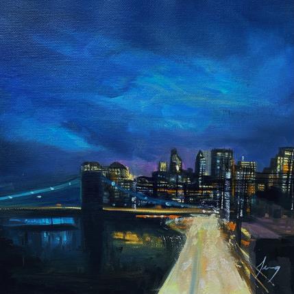 Painting Nuit new-yorkaise by Jung François | Painting Figurative Oil Urban
