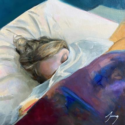 Gemälde La sieste von Jung François | Gemälde Figurativ Öl Alltagsszenen, Porträt