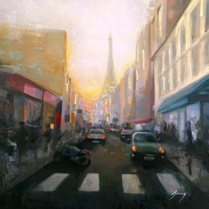 Gemälde Rue parisienne von Jung François | Gemälde Figurativ Öl Urban