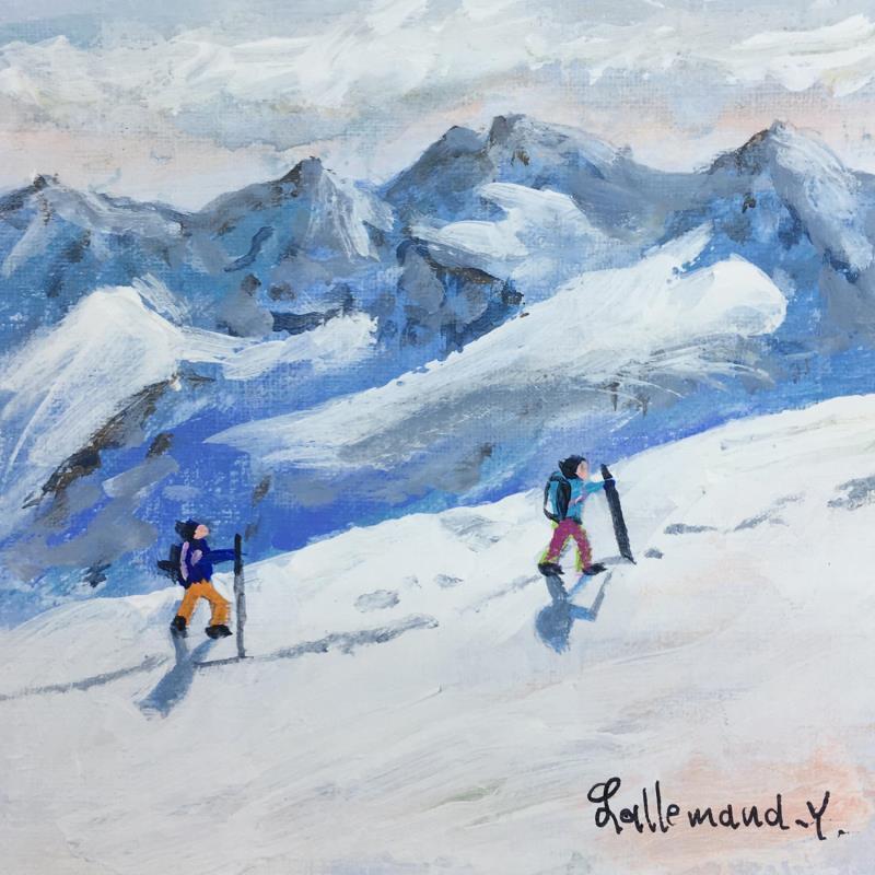 Painting Alpinistes by Lallemand Yves | Painting Figurative Acrylic, Oil Landscapes