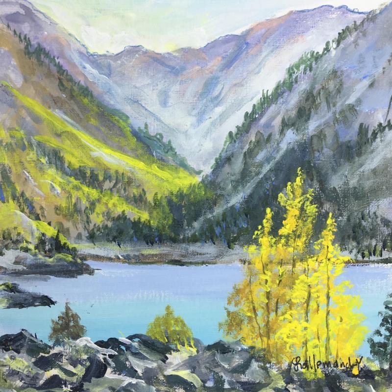 Painting Lac du Lauvitel Ecrins by Lallemand Yves | Painting Figurative Acrylic, Oil Landscapes, Pop icons