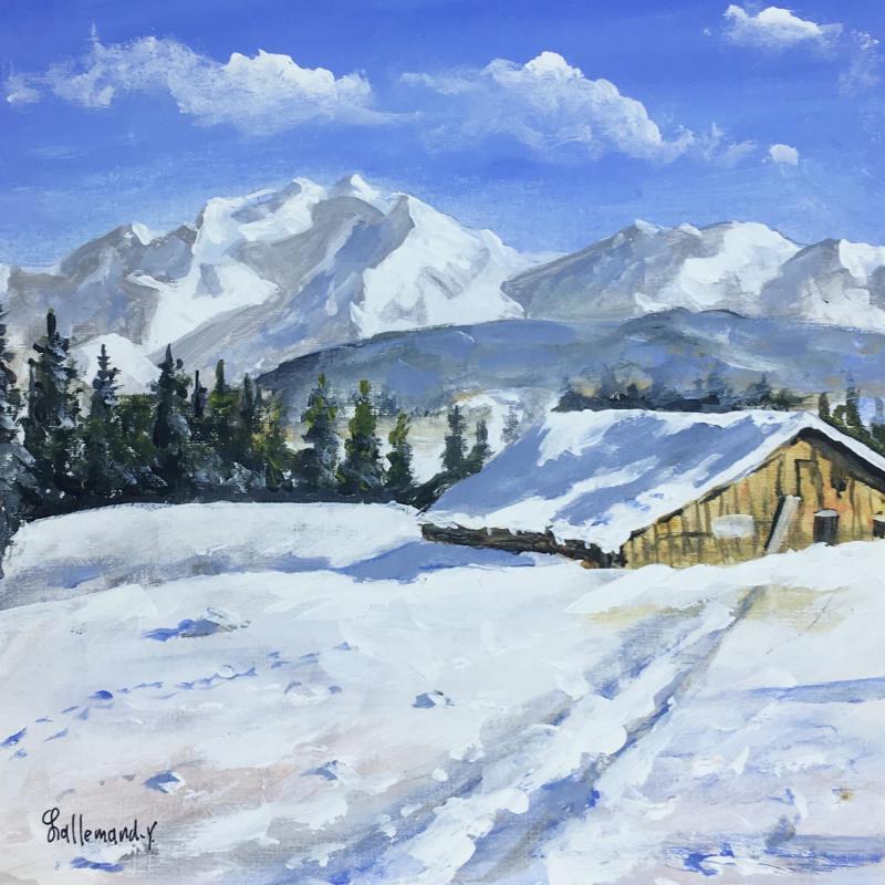 Painting Chaine du Mont Blanc by Lallemand Yves | Painting Figurative Acrylic, Oil Landscapes