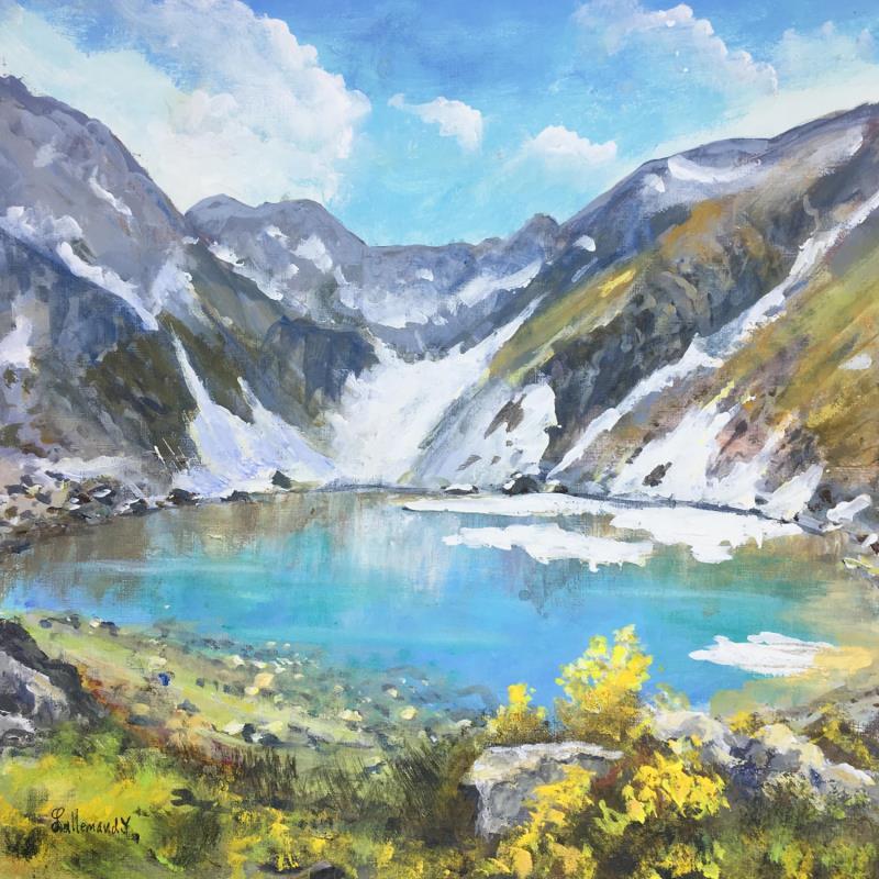 Painting Lac Crop  Isère by Lallemand Yves | Painting Figurative Acrylic, Oil Landscapes