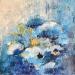 Peinture Jardin bleu par Rocco Sophie | Tableau Art Singulier Huile Acrylique Collage Sable