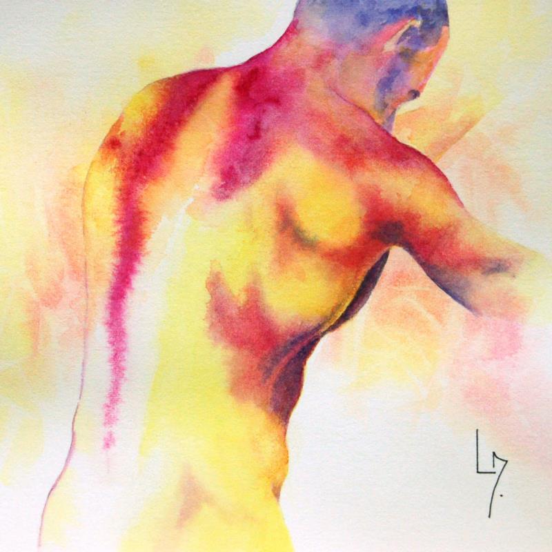 Painting Nu homme 28 Marc by Loussouarn Michèle | Painting Figurative Watercolor Nude