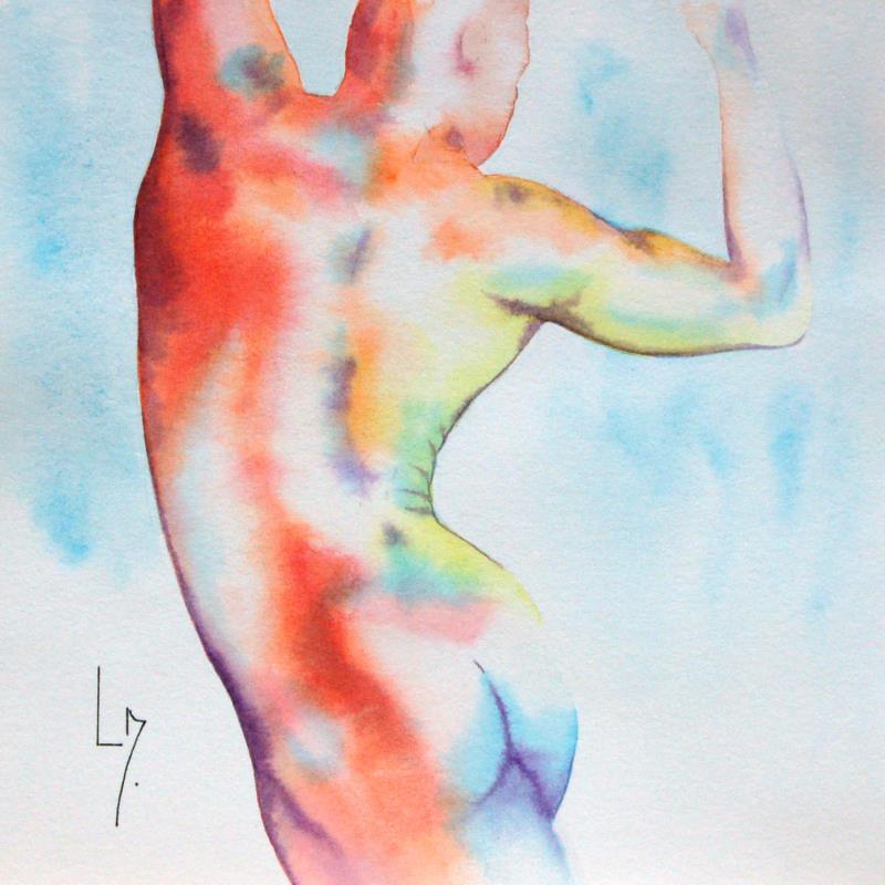 Peinture Nu homme 29 Alfie par Loussouarn Michèle | Tableau Figuratif Aquarelle nu