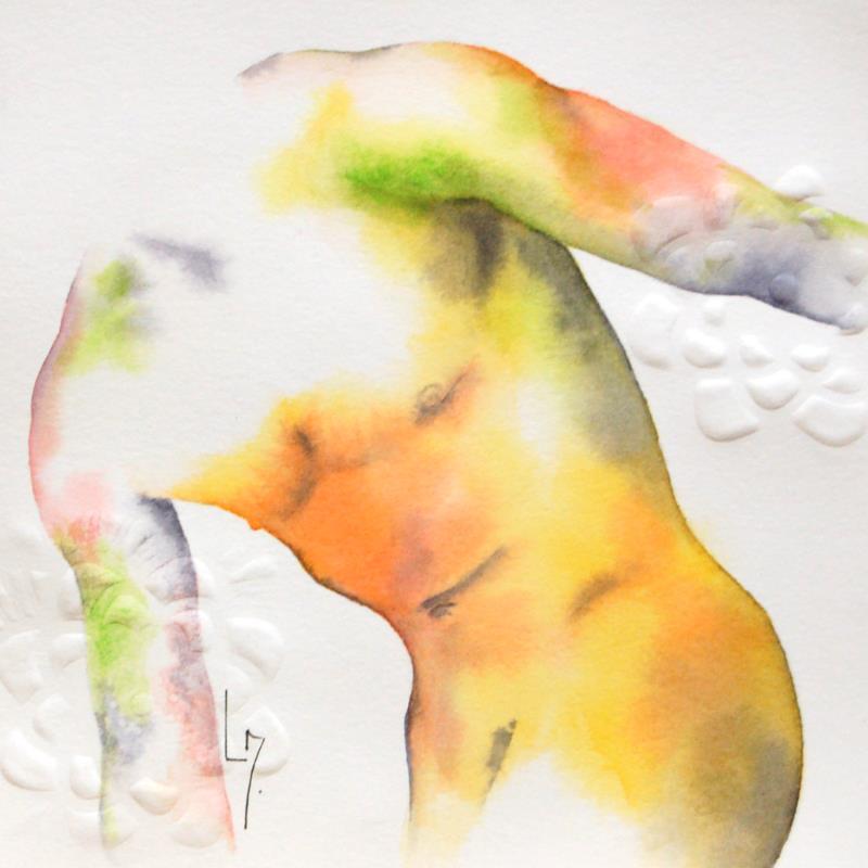 Painting Nu homme 30 Joé by Loussouarn Michèle | Painting Figurative Watercolor Nude