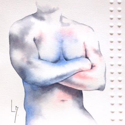 Painting Nu homme 31 Melvin by Loussouarn Michèle | Painting Figurative Watercolor Nude