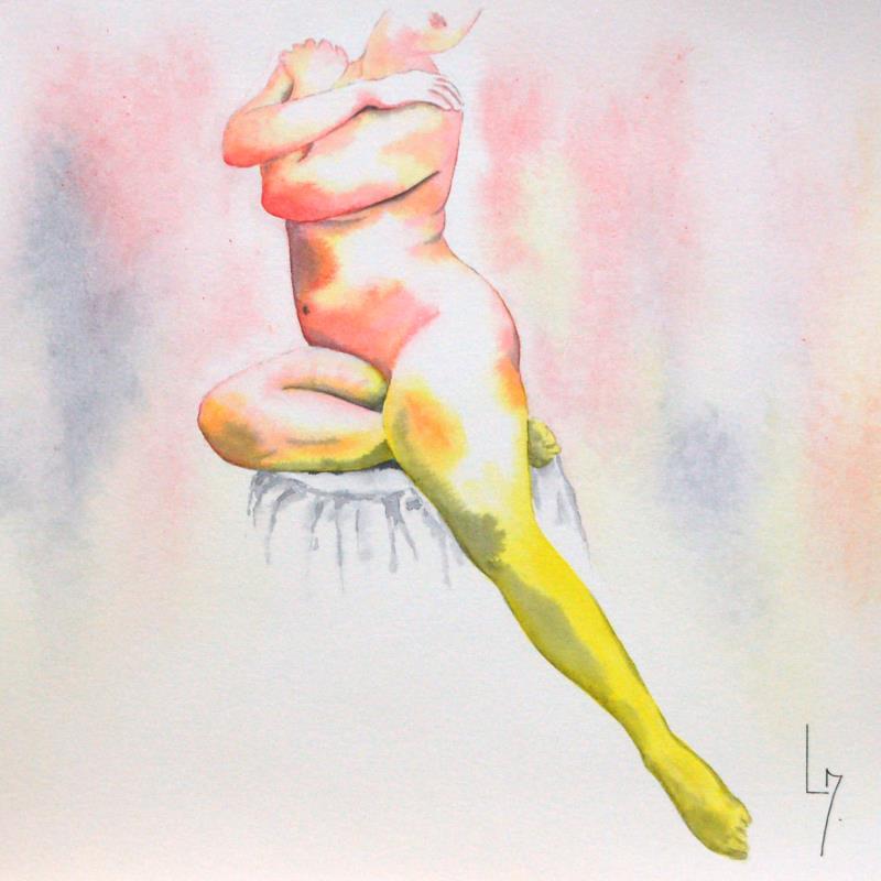 Painting Nu femme 190 Willow by Loussouarn Michèle | Painting Figurative Watercolor Nude, Pop icons