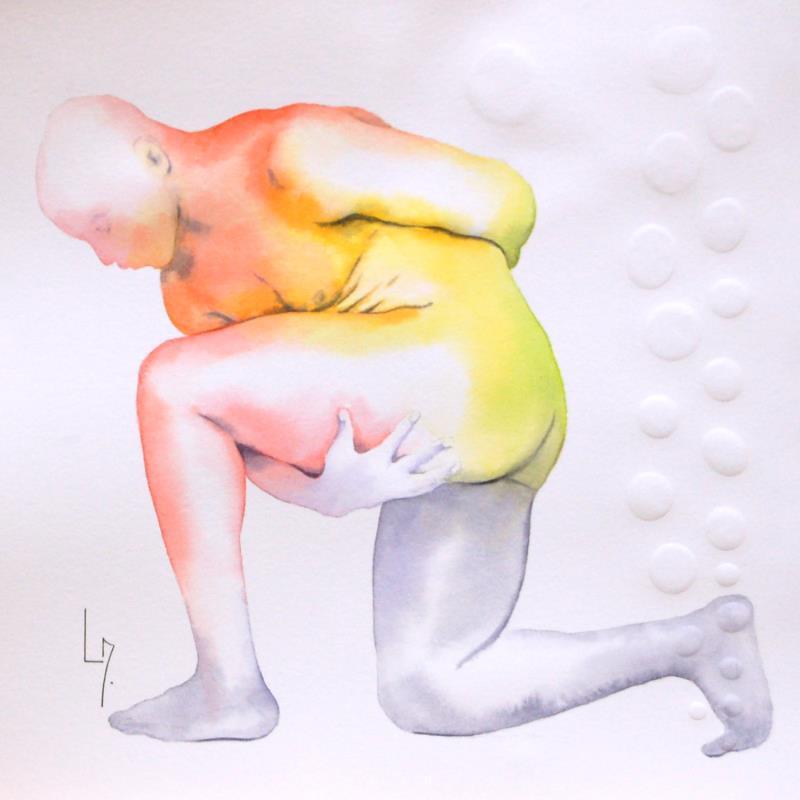 Painting Nu homme 32 Alfie by Loussouarn Michèle | Painting Figurative Nude Watercolor