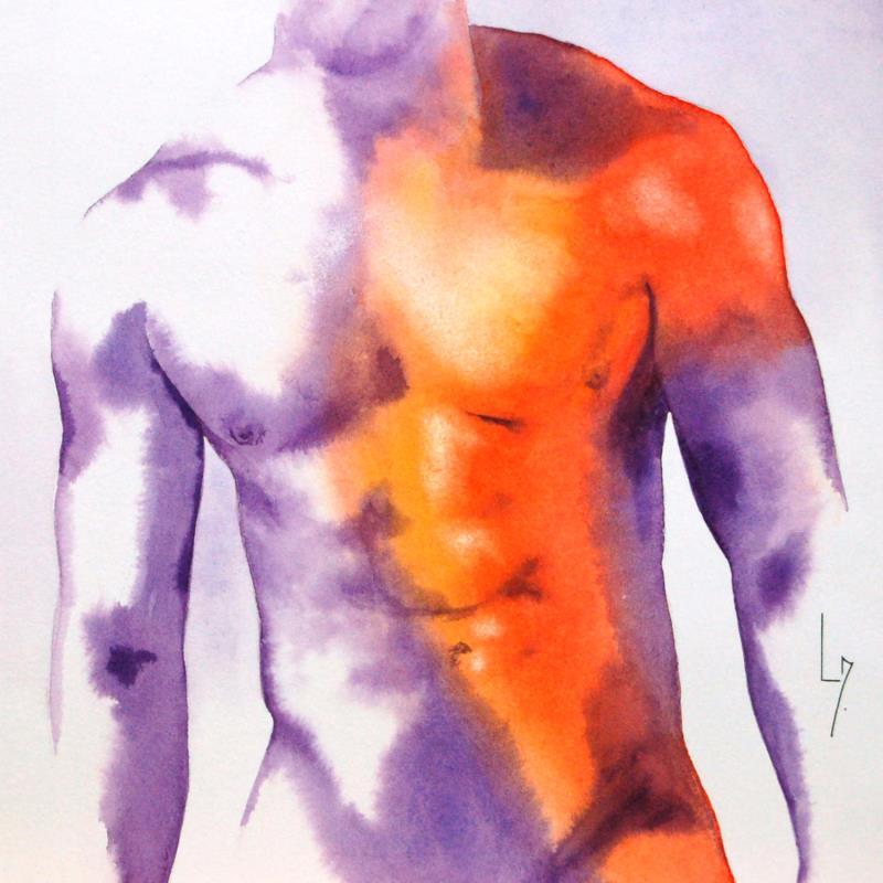Painting Nu homme 34 Anderson by Loussouarn Michèle | Painting Figurative Nude Watercolor