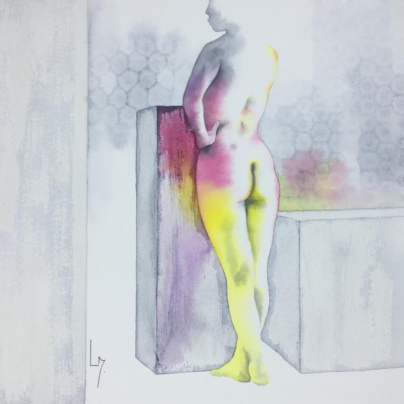 Painting Nu femme 192 Yohoi by Loussouarn Michèle | Painting Figurative Watercolor Nude