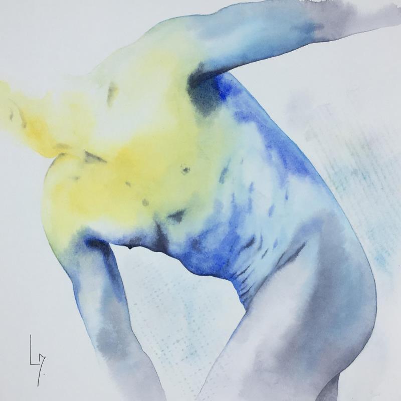 Painting Nu homme 35 Ralph by Loussouarn Michèle | Painting Figurative Nude Watercolor