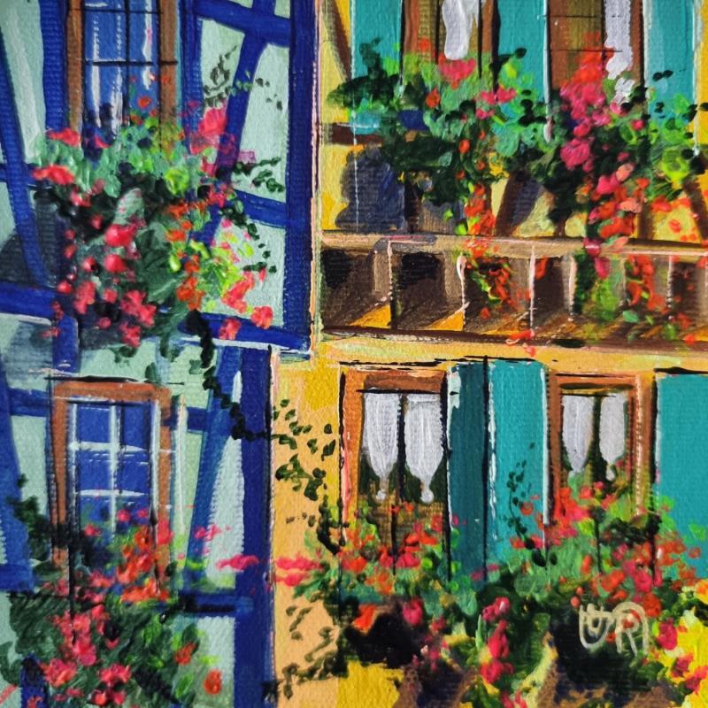Painting The windows are blooming by Rasa | Painting Naive art Acrylic Urban