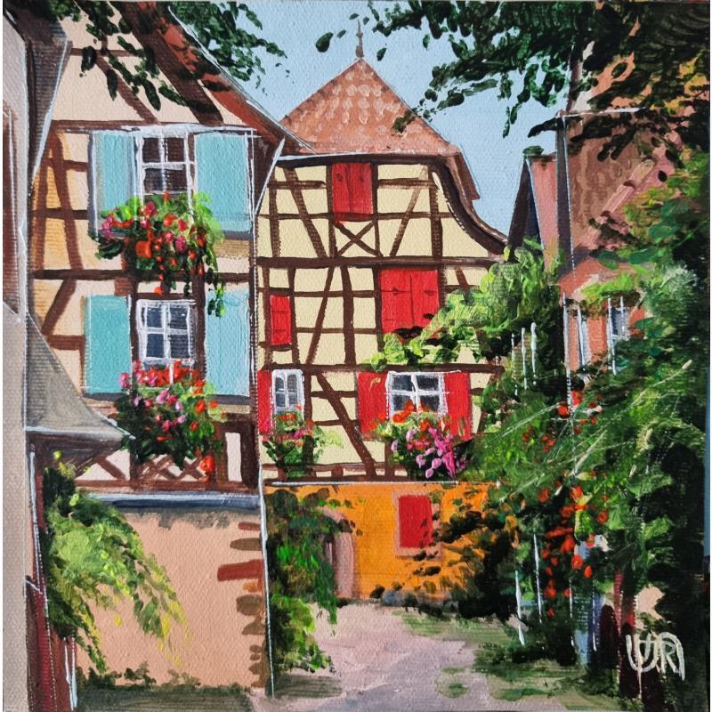 Painting  Riquewihr by Rasa | Painting Naive art Acrylic Pop icons, Urban
