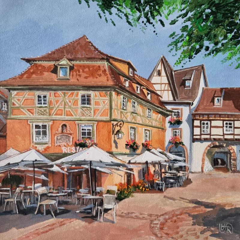 Painting  In the town square by Rasa | Painting Naive art Acrylic Urban