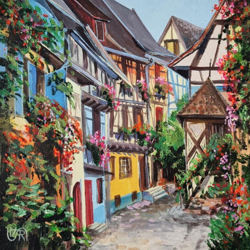 Painting The romance of Eguisheim by Rasa | Painting Naive art Acrylic Urban