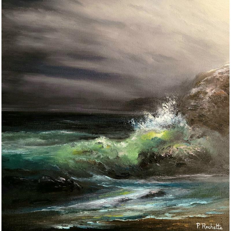 Painting Clair de lune by Rochette Patrice | Painting Figurative Marine Oil