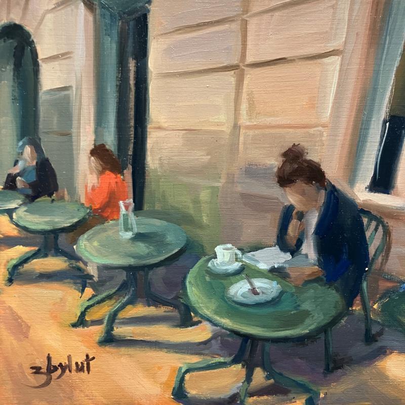 Gemälde Café von Zbylut Ludovic | Gemälde Figurativ Alltagsszenen Öl