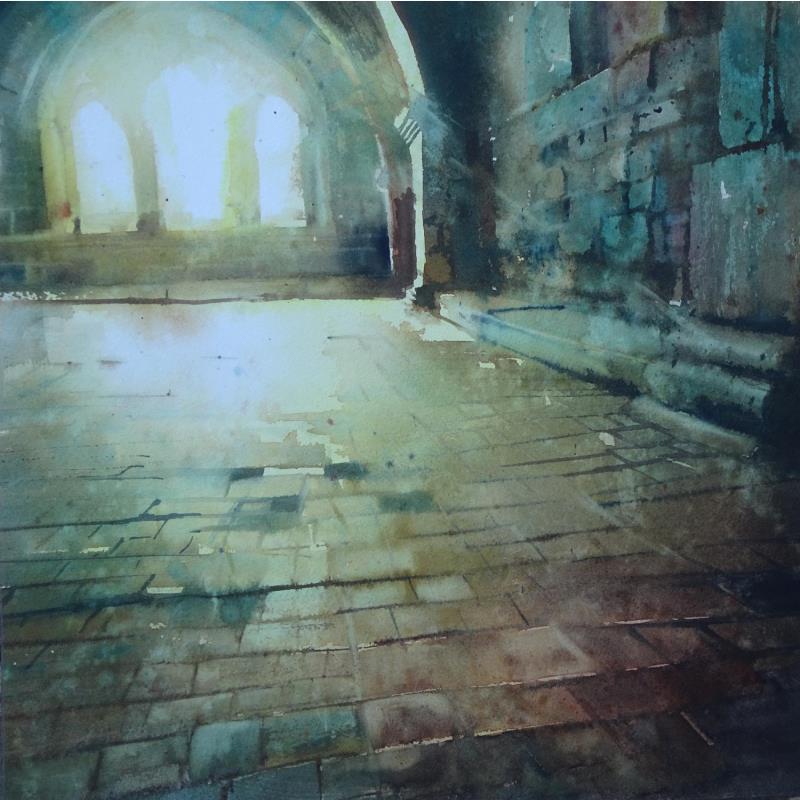 Gemälde Le mystère de la crypte von Abbatucci Violaine | Gemälde Figurativ Aquarell