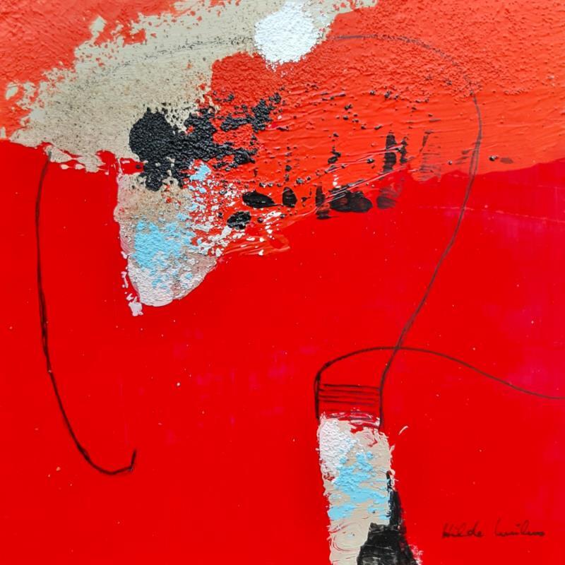 Peinture abstract red A 27 par Wilms Hilde | Tableau Abstrait Carton, Collage Minimaliste