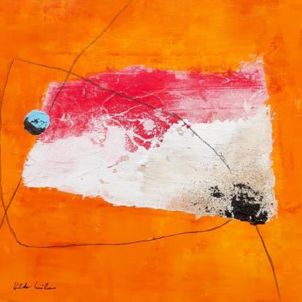 Painting abstract orange B 36 by Wilms Hilde | Painting Abstract Cardboard, Gluing Minimalist, Pop icons