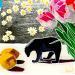 Peinture L'ours et les tulipes par Auriol Philippe | Tableau Figuratif Natures mortes Plexiglas Acrylique Posca