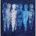 Peinture Nuit bleue par Rocco Sophie | Tableau Art Singulier Carton Huile Acrylique Collage Sable