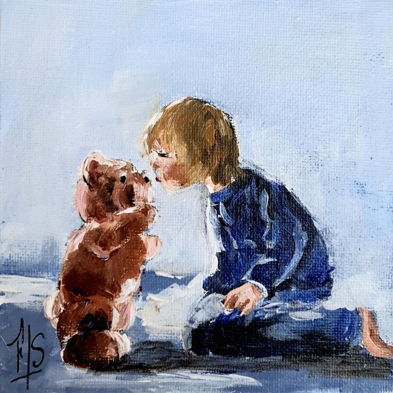 Painting Petit bisou by Soizeau Françoise | Painting Figurative Acrylic Animals, Life style