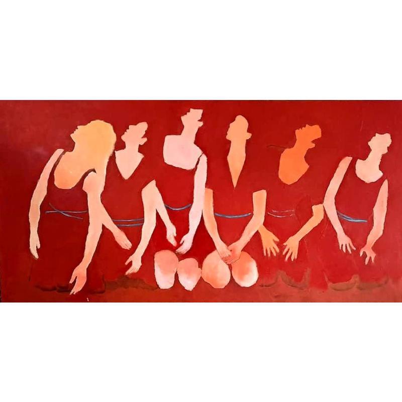 Peinture Six femmes par Malfreyt Corinne | Tableau Figuratif Scènes de vie