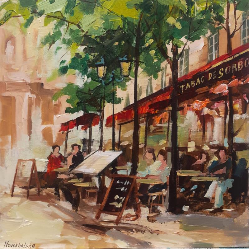 Peinture Café de la Sorbonne  par Novokhatska Olga | Tableau Figuratif Huile Urbain