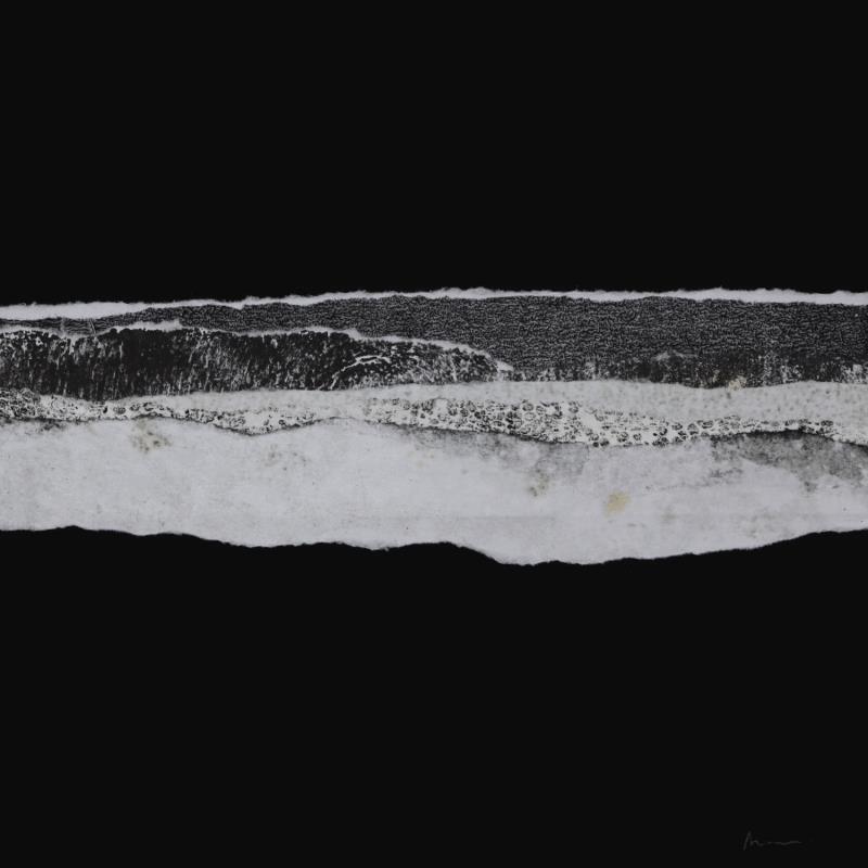 Painting #1 from the series The Land Seems Inhabited to Them  by Sousa de Sousa Bárbara | Painting Abstract Gluing Black & White, Landscapes, Minimalist
