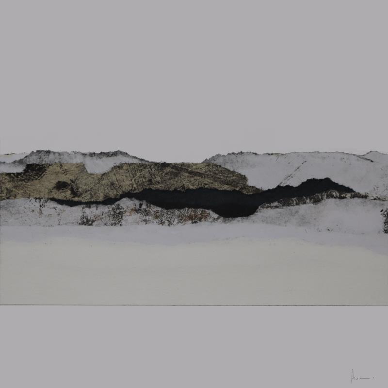 Peinture #23 from the series The Land Seems Inhabited to Them par Sousa de Sousa Bárbara | Tableau Abstrait Collage minimaliste, noir & blanc, Paysages