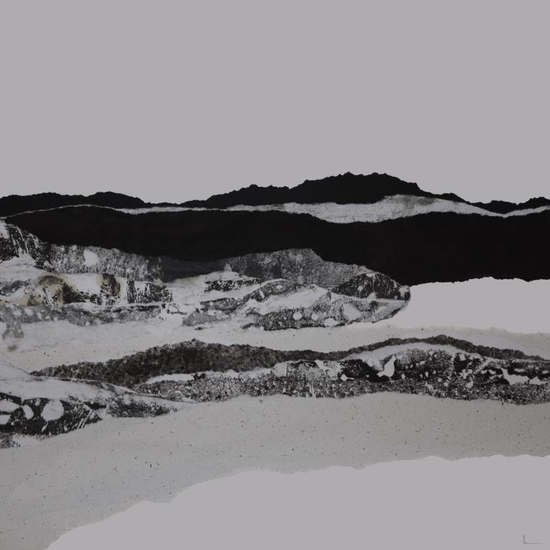 Peinture #31 from the series The Land Seems Inhabited to Them par Sousa de Sousa Bárbara | Tableau Abstrait Collage minimaliste, noir & blanc, Paysages