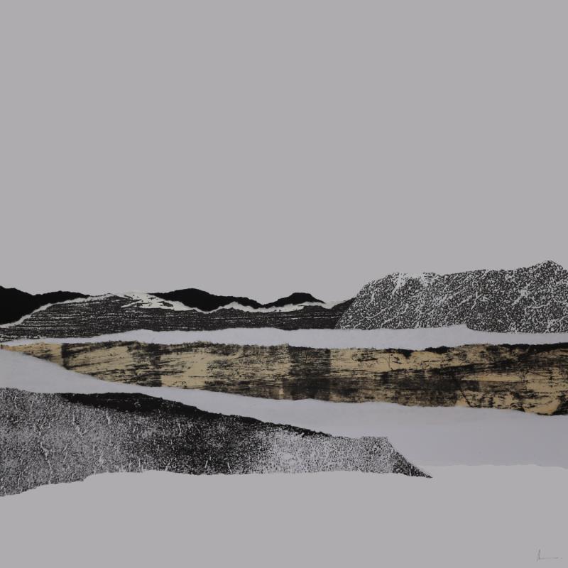 Painting #34 from the series The Land Seems Inhabited to Them by Sousa de Sousa Bárbara | Painting Abstract Gluing Black & White, Landscapes, Minimalist