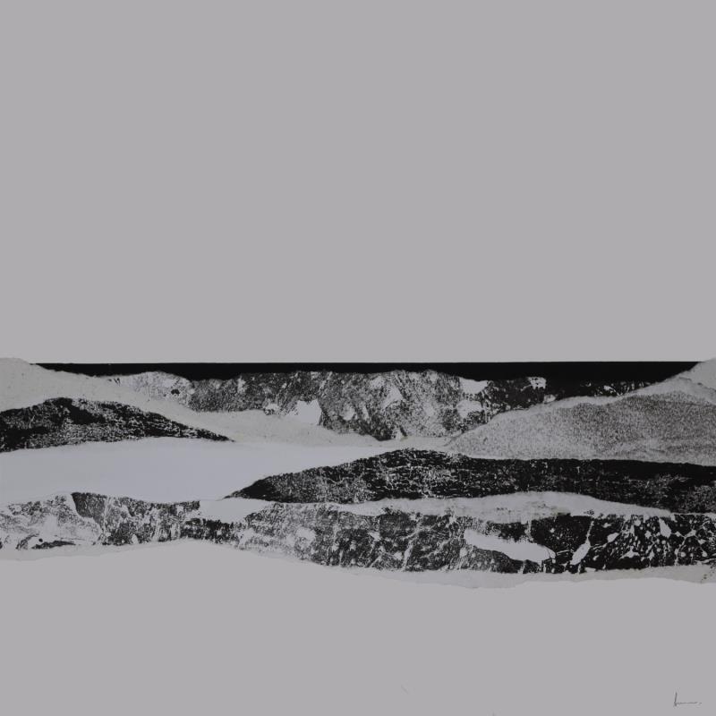 Painting #35 from the series The Land Seems Inhabited to Them by Sousa de Sousa Bárbara | Painting Abstract Gluing Black & White, Landscapes, Minimalist