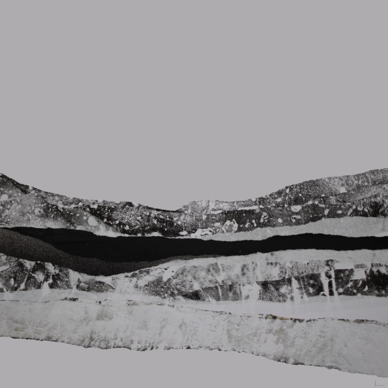 Painting #37 from the series The Land Seems Inhabited to Them by Sousa de Sousa Bárbara | Painting Abstract Gluing Black & White, Landscapes, Minimalist