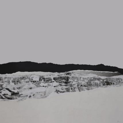 Painting #40 from the series The Land Seems Inhabited to Them  by Sousa de Sousa Bárbara | Painting Abstract Gluing Black & White, Landscapes, Minimalist