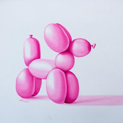 Painting Pinky Dog by Bisoux Morgan | Painting Pop-art Oil Animals, Still-life