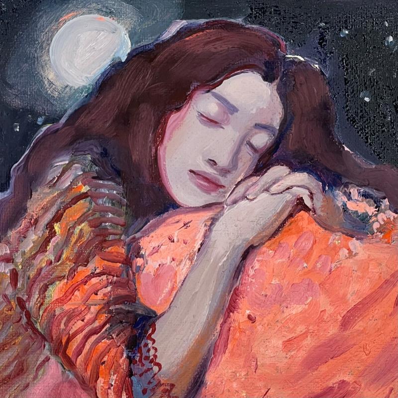Gemälde Red nacturne  von Bright Lana  | Gemälde Figurativ Öl Pop-Ikonen, Porträt