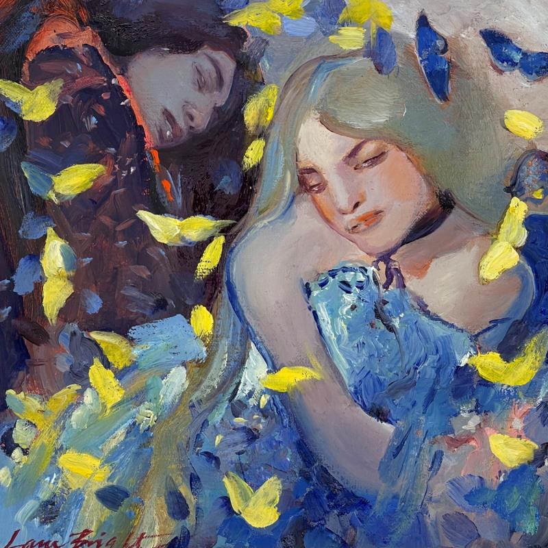 Painting In bed with butterflies by Bright Lana  | Painting Figurative Oil Portrait