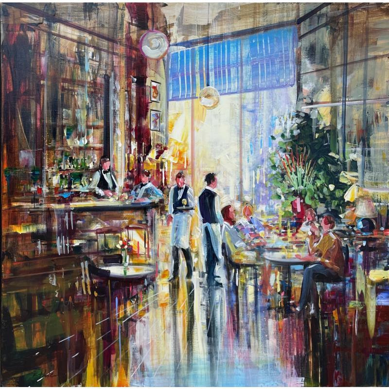 Painting L'après-midi au café by Frédéric Thiery | Painting Figurative Acrylic Life style