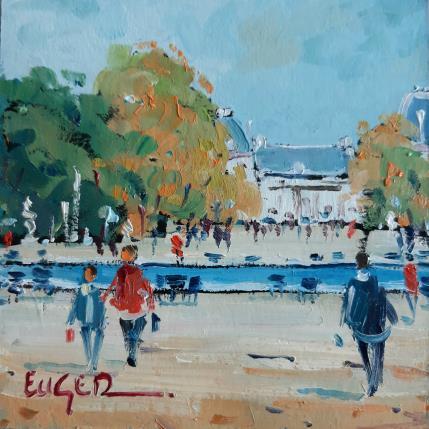 Painting BASSIN, JARDINS DES TUILERIES by Euger | Painting Figurative Oil Landscapes, Life style, Urban
