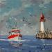 Painting RENTREE AU PORT A TROUVILLE by Euger | Painting Figurative Landscapes Marine Life style Oil