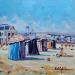 Painting LA PLAGE A TROUVILLE by Euger | Painting Figurative Landscapes Marine Life style Oil